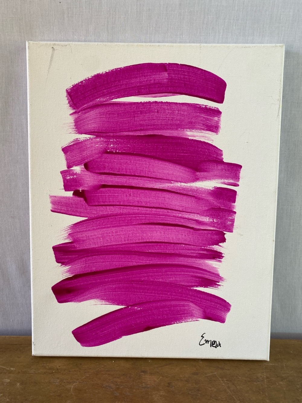 Abstract Magenta Brushstroke Canvas Wall Art by